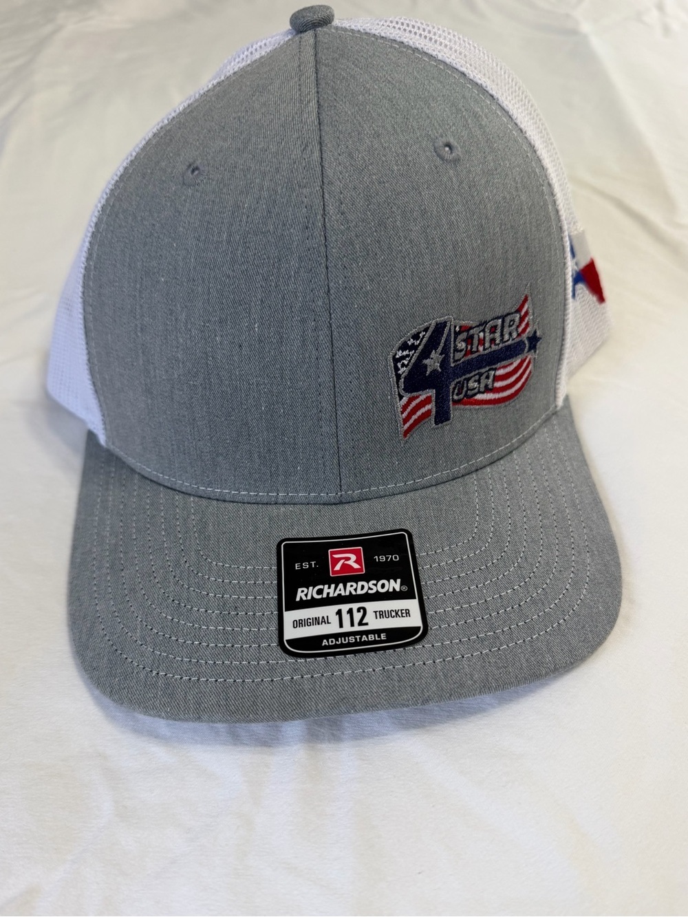 Richardson 112 Trucker Hat 4 Star USA Patriotic Texas Flag Gray White Snapback